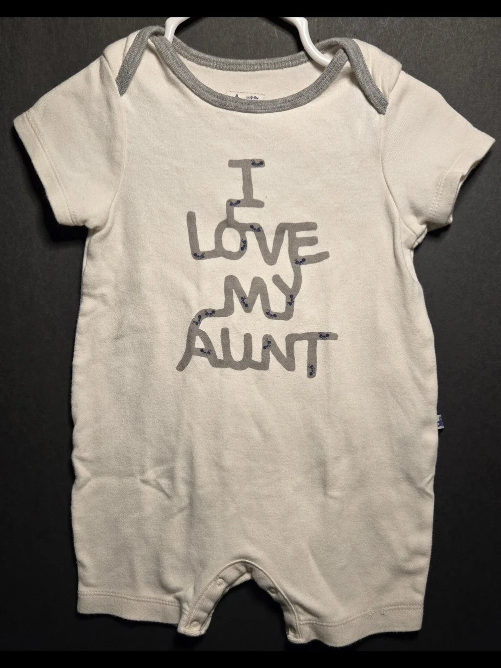 GAP White Short Sleeve Romper with Gray Graphic